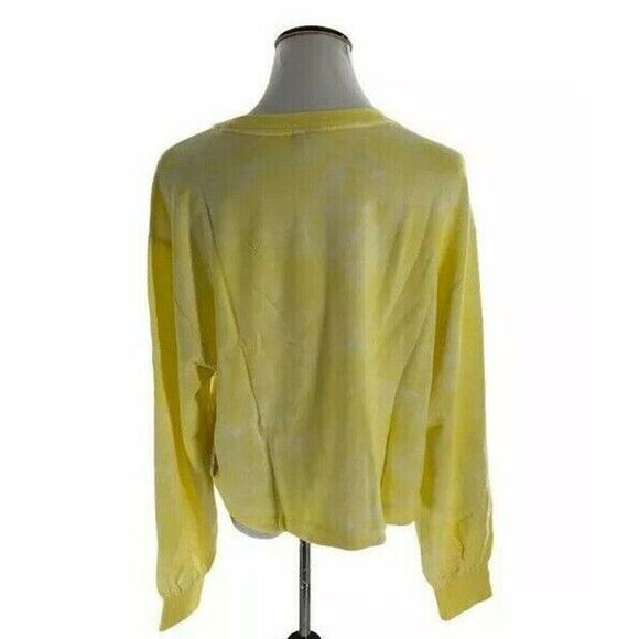 Z By Zella Womens Radial Cropped Sweatshirt Yellow Tie Dye Crew Neck Plus 2X New - Picture 5 of 7